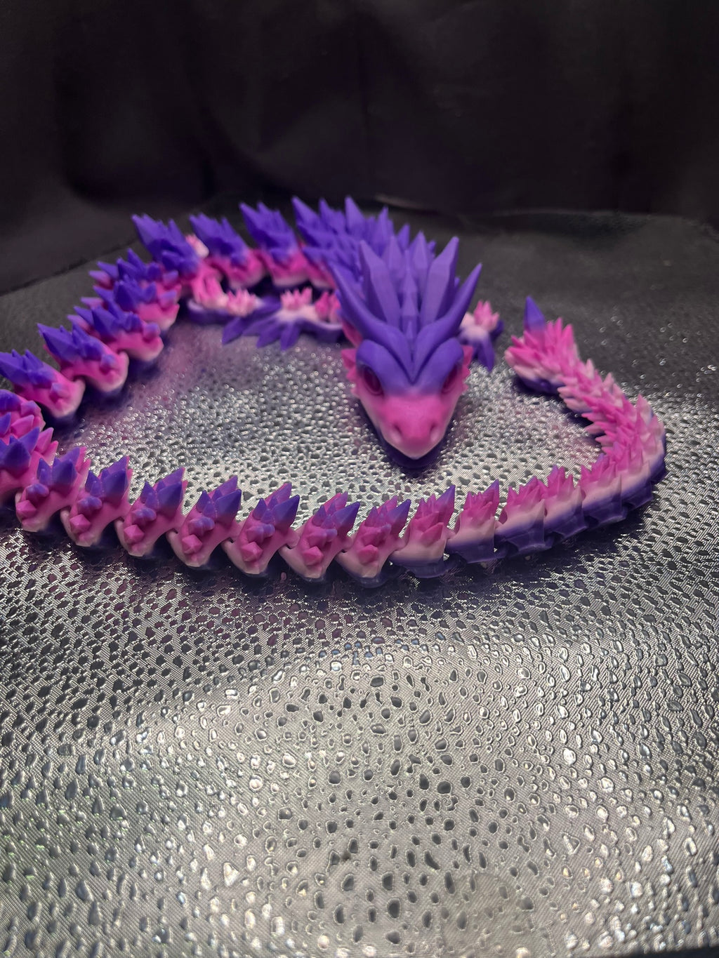 Purple & Pink Crystal Articulating Dragon – Fully Flexible 3D-Printed Collectible