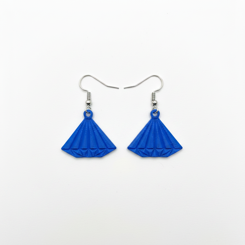 Blue Diamond Earrings - White Background