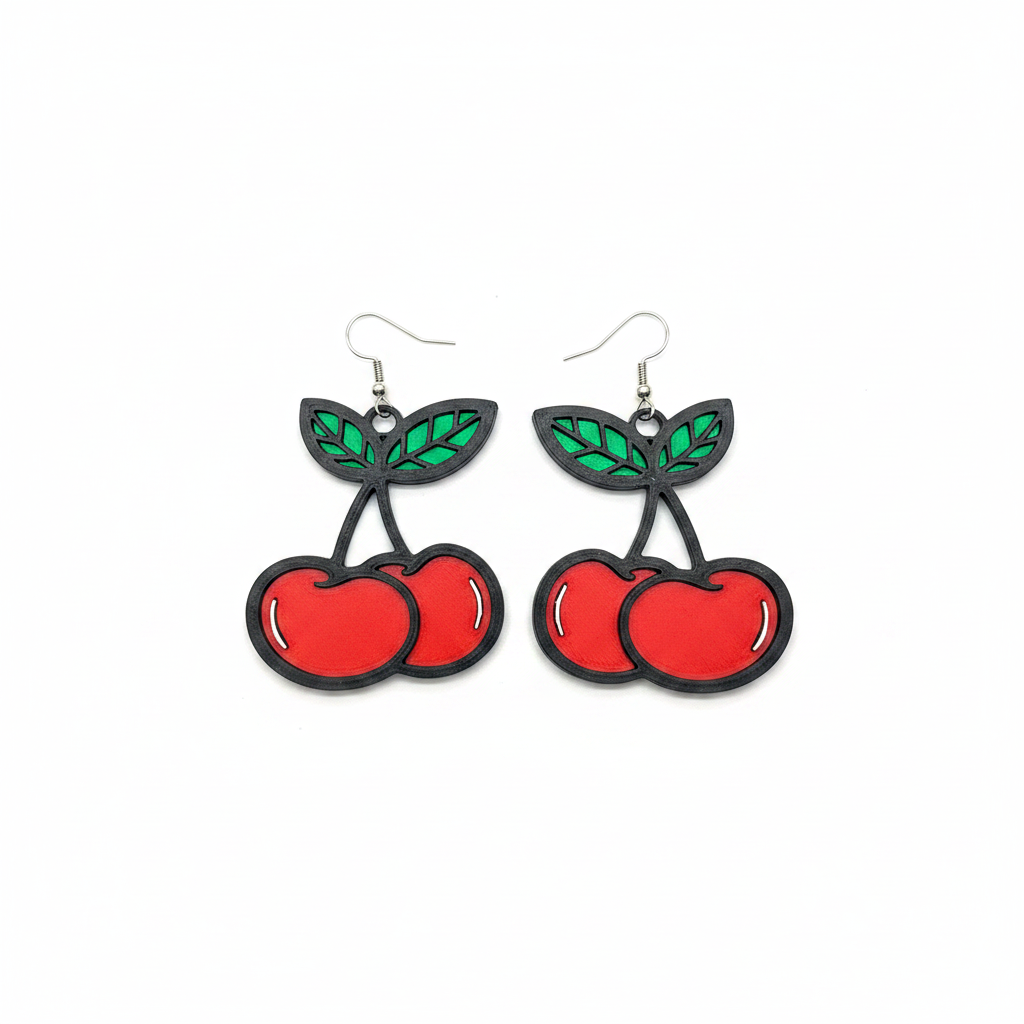 Cherry Earrings - White Background