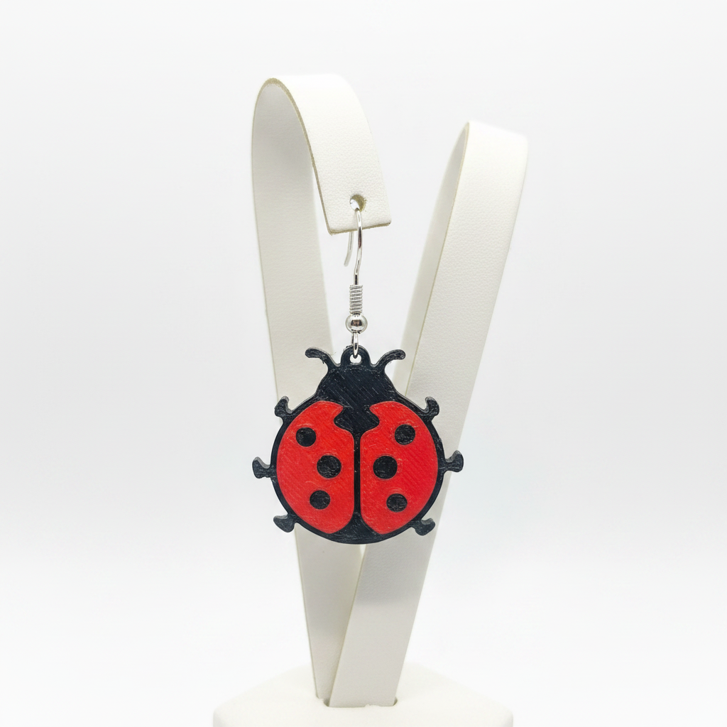 Ladybug Earring - White Background