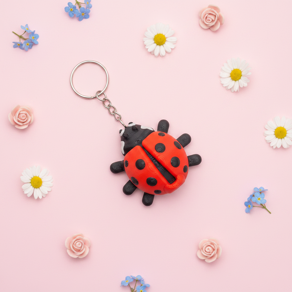 Ladybug Keychain - Floral