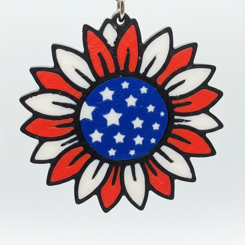 Patriot Sunflower Keychain - Detail