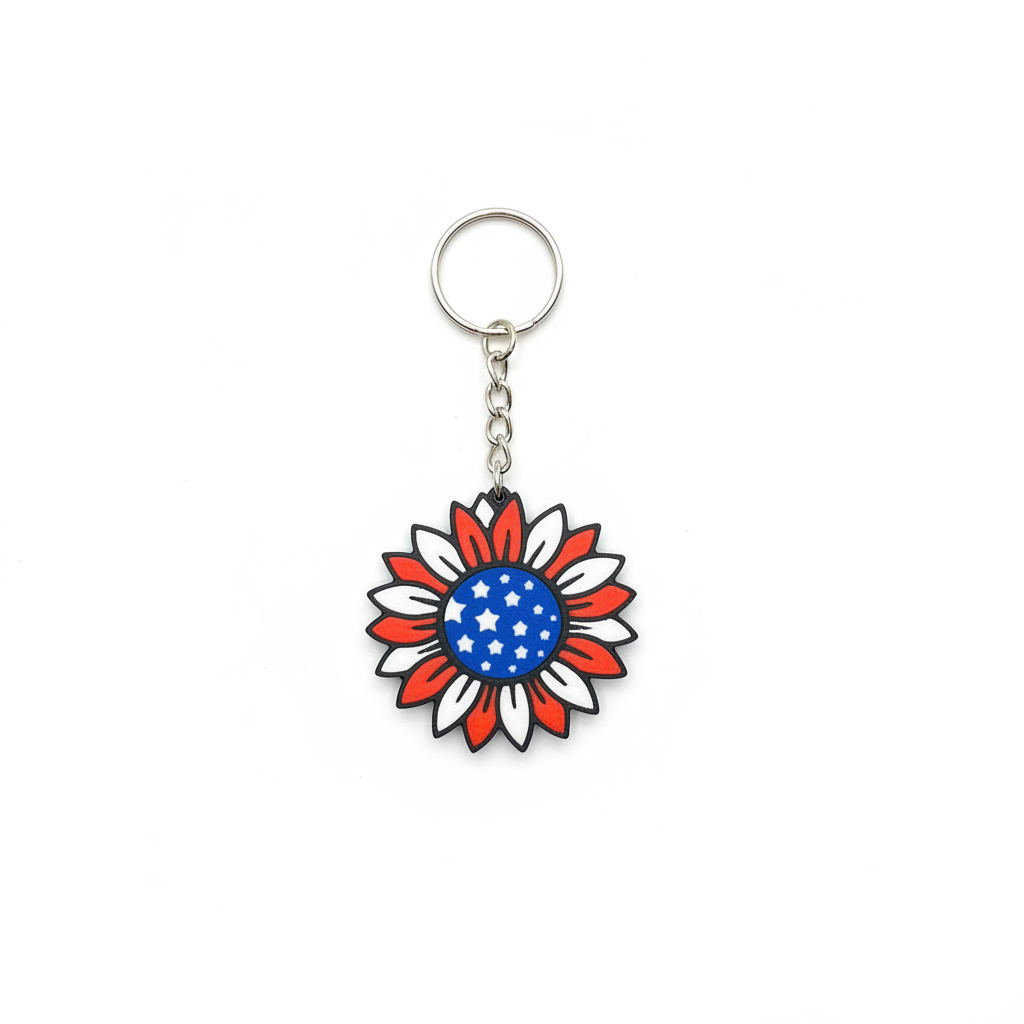 Patriot Sunflower Keychain - White Background