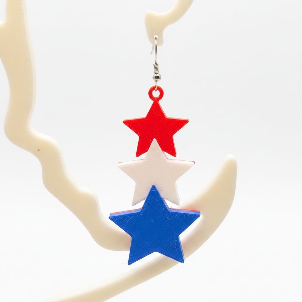 Patriotic Star Earrings - Detail