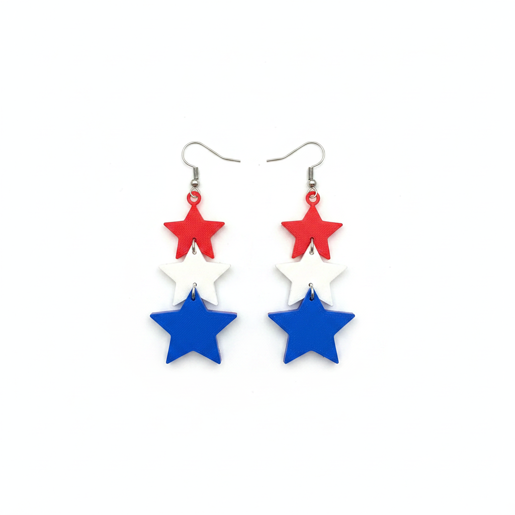 Patriotic Star Earrings - White Background