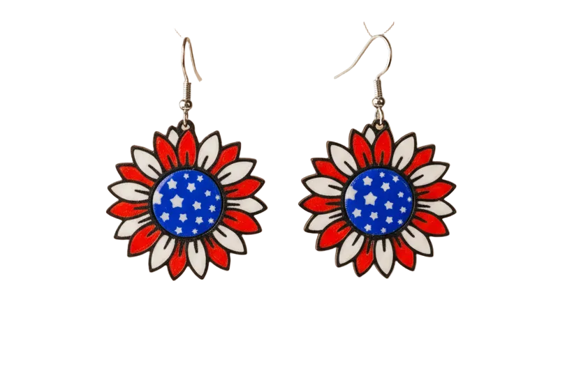 Patriotic Sunflower Earrings - Lifestyle