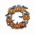 Pumpkin & Skull Wreath - White Background