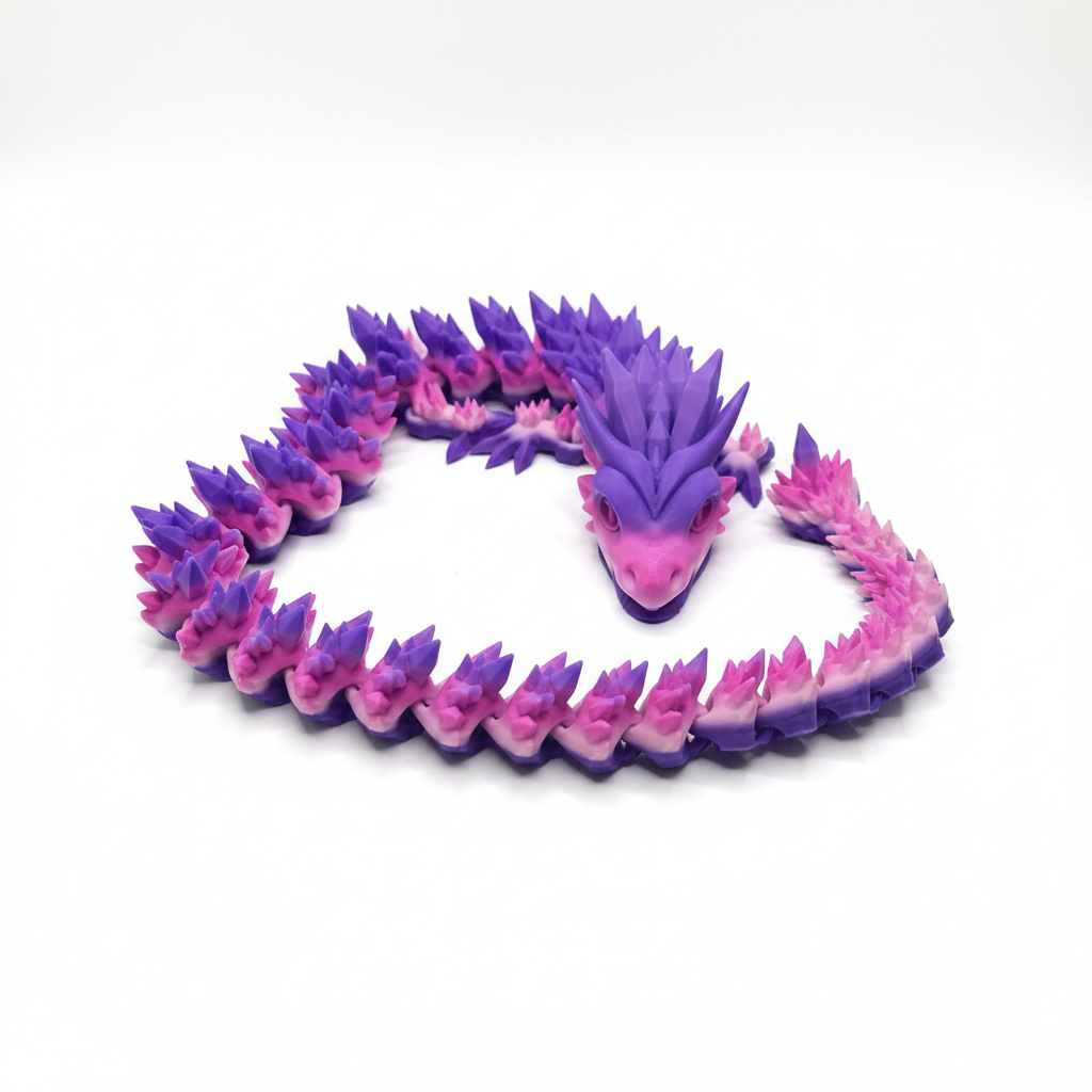 Purple & Pink Crystal Dragon - White Background