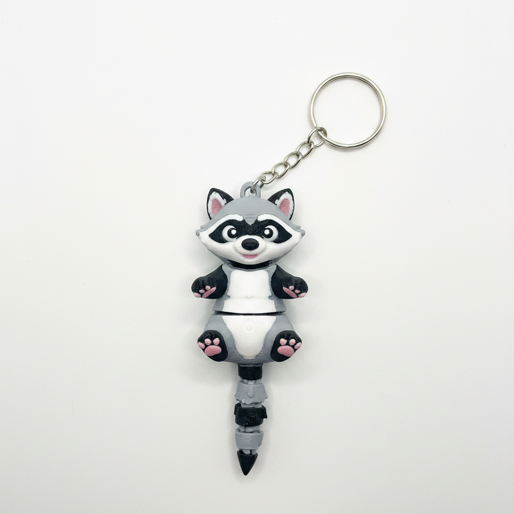 Raccoon Keychain - White Background
