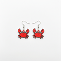 Red Crab Earrings - White Background