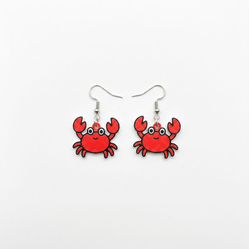 Red Crab Earrings - White Background