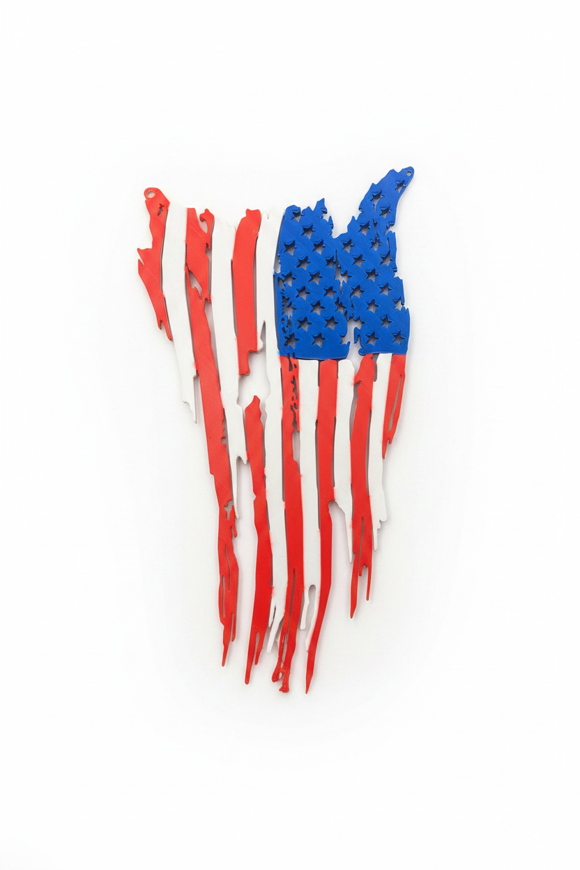 Tattered Flag Wall Hanger - White Background