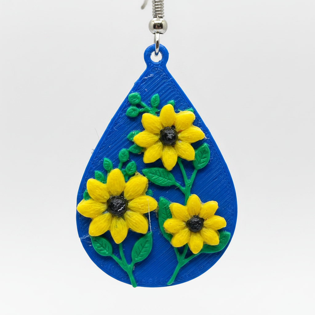 Teardrop Daisy Earrings - Detail