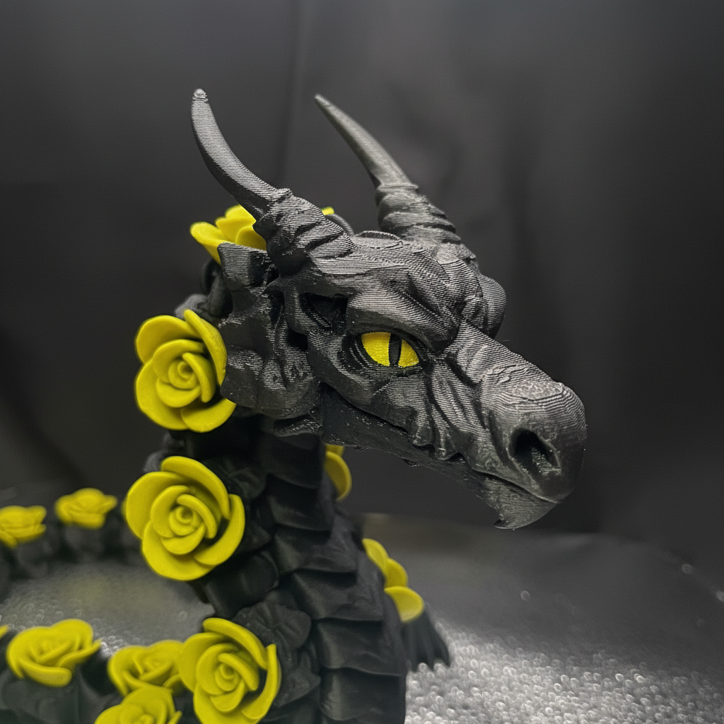 Yellow & Black Rose Dragon - Detail