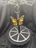 3D Printed Orange, Yellow & White Butterfly Keychain